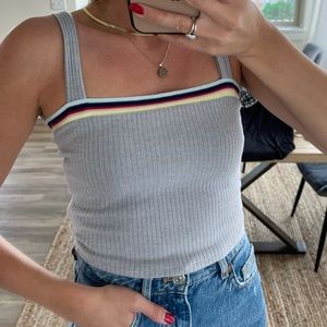 Crop Rib Tank Top - Gray